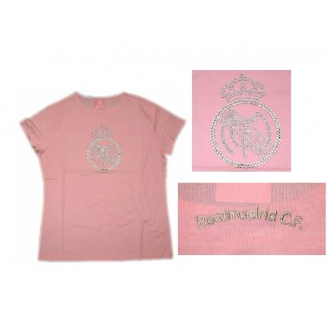 Camiseta pedrería Real Madrid Rosa Mujer