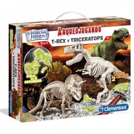 Juego Ciencia Arqueojugando T-Rex y Triceratops