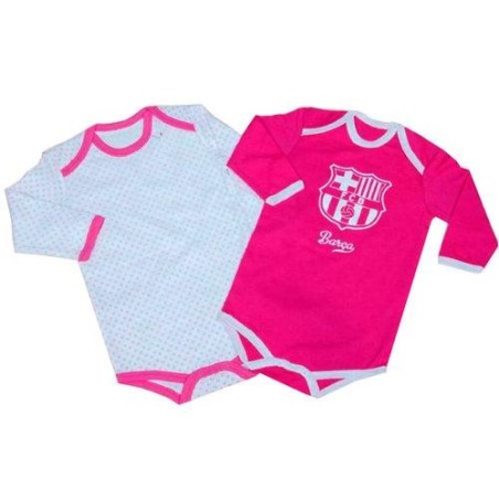 Pack 2 bodys FC Barcelona rosa manga larga