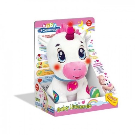 Clementoni baby unicornio con luz y canciones a partir de 6 meses puedes cambiar idioma Español e Inglés