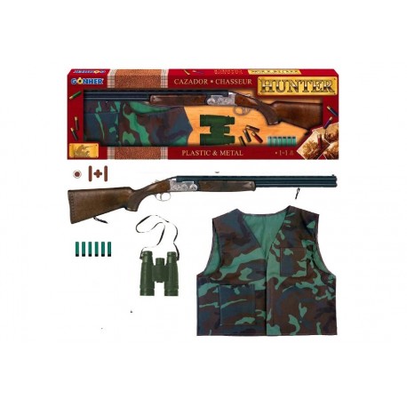 Juguete Escopeta caza superpuesta 85cm Gonher con accesorios