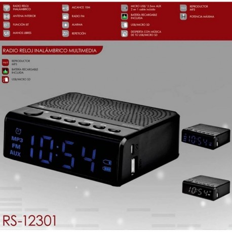 Radio Reloj multimedia USB micro SD RS-12301