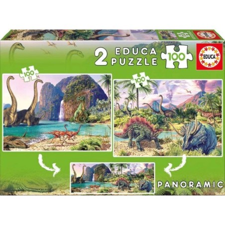 Puzzle 2x100 dino world - Tienda de juguetes