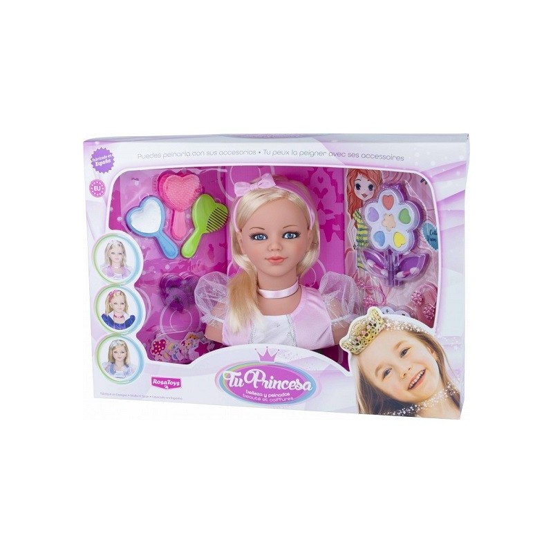 Busto Belleza y peinados princesa juguete rosa
