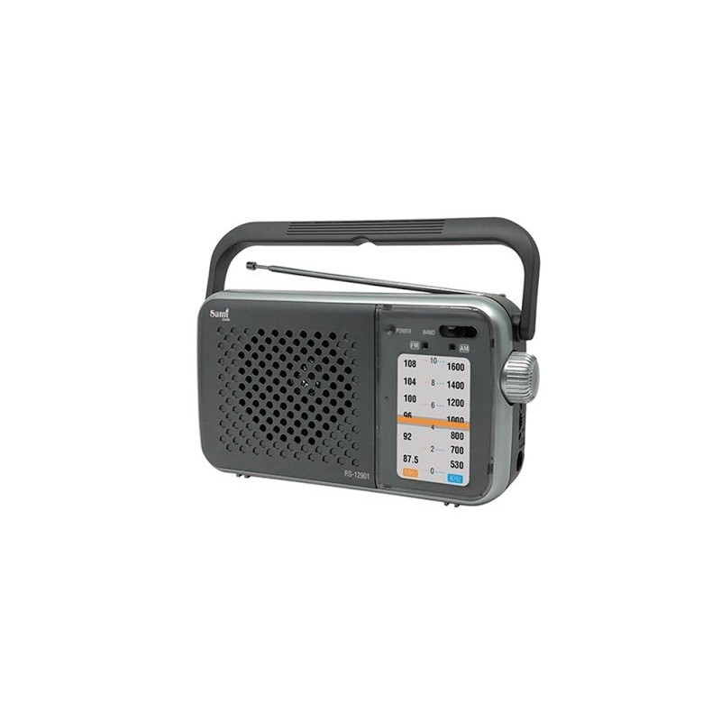 Radio Sami RS12901 con asa funciona con luz y a pilas