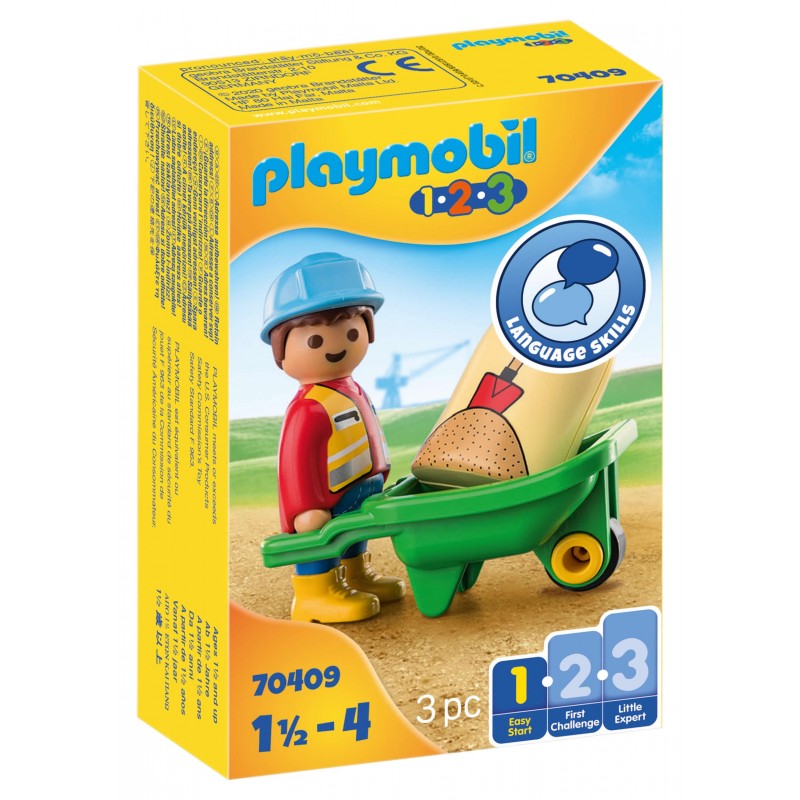 Playmobil 70409 1.2.3 Obrero con Carretilla Playmobil 1.2.3