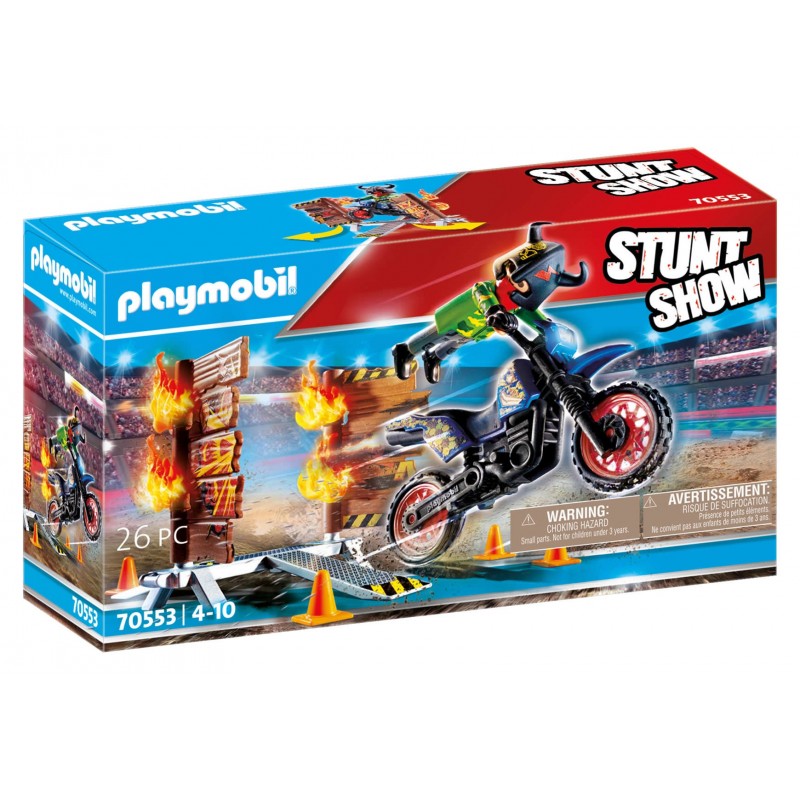 Playmobil 70553 Stuntshow Moto con muro de fuego Stuntshow