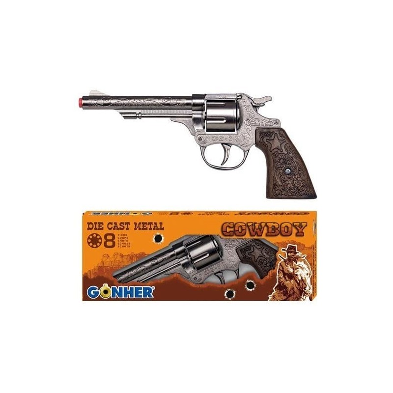 Revolver juguete Oeste 8 tiros en caja Gonher Metalico Edad +3 años