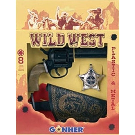 Revolver Oeste con funda insignia de cheriff 8 tiros Gonher