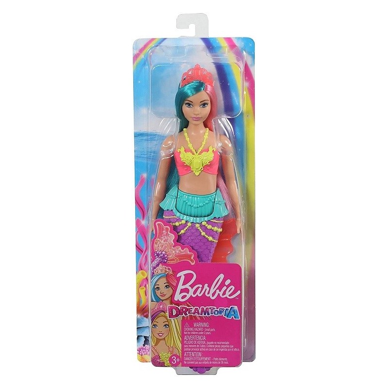 Muñeca Barbie Sirena Dreamtopia corona naranja GJK11 Mattel
