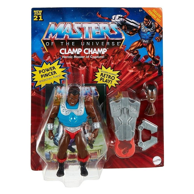Masters of the Universe Figura Clamp Champ Deluxe muñeco articulado con accesorios Mattel GVL79