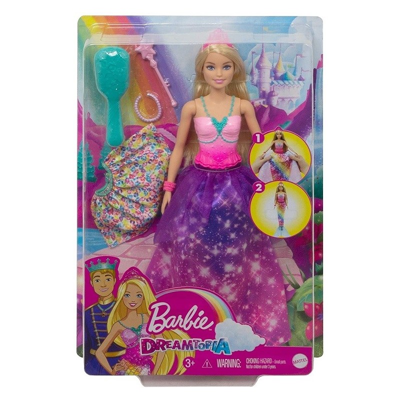 Muñeca Barbie 2 en 1 princesa - sirena Mattel GNW33