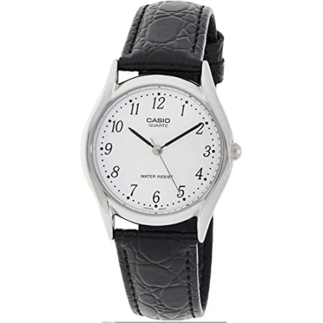 Reloj Casio Caballero MTP-1094E-7B caja de acero correa piel negra