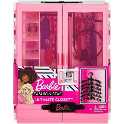 Barbie - Fashionista Armario Portable para Ropa y Accesorios de Muñecas Mattel GBK11 no incluye ropas y accesorios