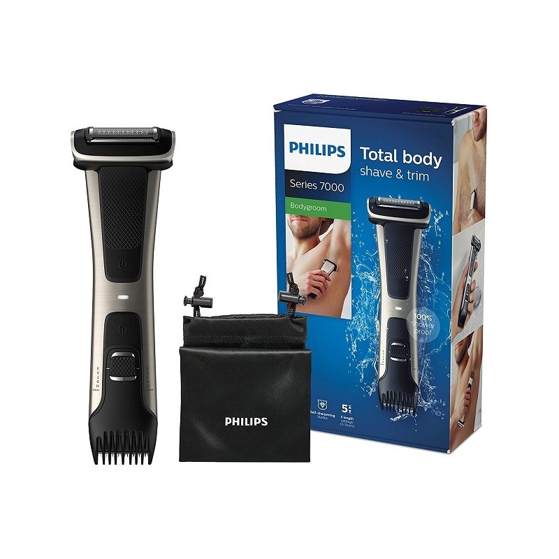Philips Serie 7000 BG7025/15 - Afeitadora corporal con cabezal de recorte y de afeitado 80 minutos de uso apta para la ducha