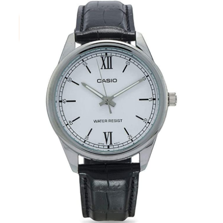 Reloj casio mujer LTP-V005L-7B B con correa piel negra esfera plateada