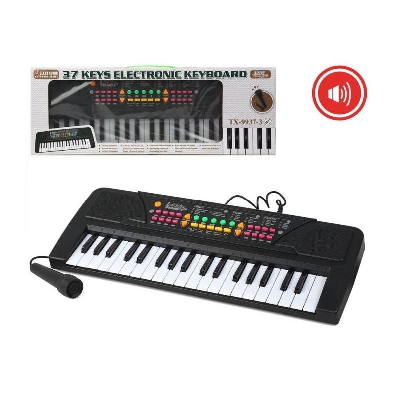Piano Órgano eléctrico con 37 teclas Micrófono Medidas: 46X17 cm