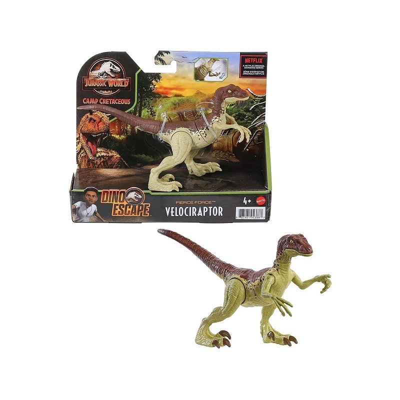 Jurassic World Velociraptor fuerza feroz Cam Cretaceous Dinosaurio articulado Mattel GWN32
