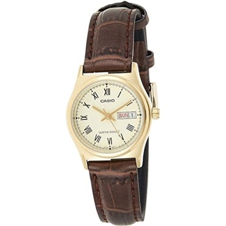 Reloj Casio señora LTP-V006GL-9B correa marrón armi dorado con calendario