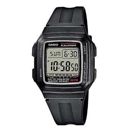 Reloj Casio juvenil digital F-201WA-1AE correa caucho cronómetro alarma