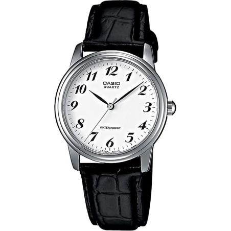 Reloj Casio MTP-1236PL-7B caballero correa piel negra esfera blanca