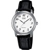 Reloj Casio MTP-1236PL-7B caballero correa piel negra esfera blanca