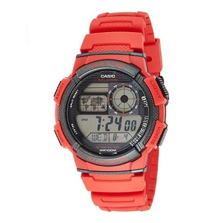 Reloj casio caballero AE-1000W-4A correa caucho rojo hora mundial