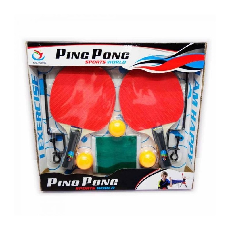 Conjunto ping pong con dos palas red y tres pelotas