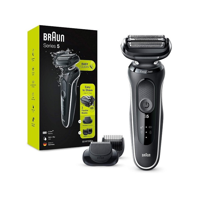 Braun Series 5 Afeitadora 50-W1500 S Máquina de Afeitar Barba con Tecnología Easy Clean Fácil de Limpiar Recargable Inalámbrica Braun Series 5 Afeitadora 50-W1500 S Máquina de Afeitar Barba con Tecnología Easy Clean Fácil de Limpiar Recargable Inalámbrica