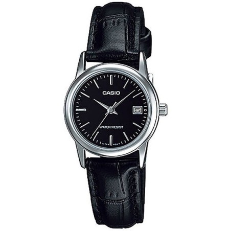 Reloj Casio mujer Analógico LTP-V002L-1A correa negra, esfera negra con calendario