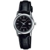 Reloj Casio mujer Analógico LTP-V002L-1A correa negra, esfera negra con calendario