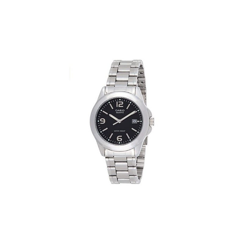Reloj Casio Caballero metálico color plata MTP-1215A-1A esfera negra con calendario Reloj Casio Caballero metálico color plata MTP-1215A-1A esfera negra con calendario