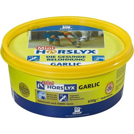 Tarrina de masilla para caballos Horslyx mini Garlic 650g