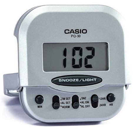 Despertador Casio digital PQ-30B-8DF color gris con luz y función Snooze