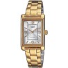 Reloj Casio señora rectangular LTP-1234PG-7A correa metálica dorada esfera blanca