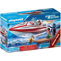 Playmobil 70744 Speedboat Racer Edad: 4+ Lancha rápida con Motor Sumergible