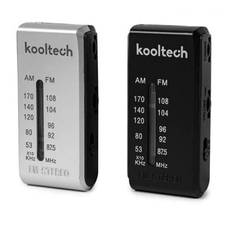 Radio AM FM de bolsillo Kooltech CPR149 usa 2 pilas AAA 8x4x2cm color surtido