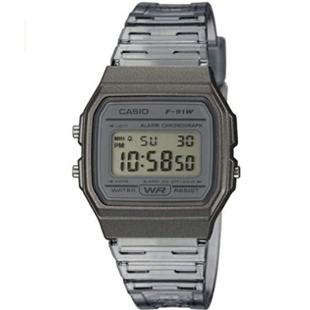 Reloj Casio F-91WS-8EF caja resina gris, correa plástico transparente gris