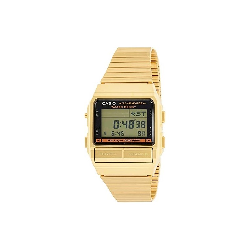 Reloj Casio digital DB-380G-1DF correa metálica dorada