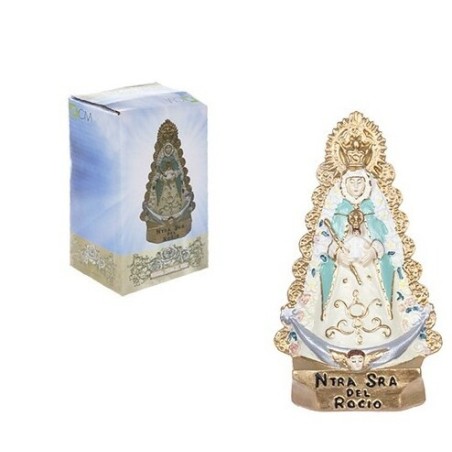 Figura Virgen Nuestra Señora del Rocio resina Tamaño 17x9x6,5cm