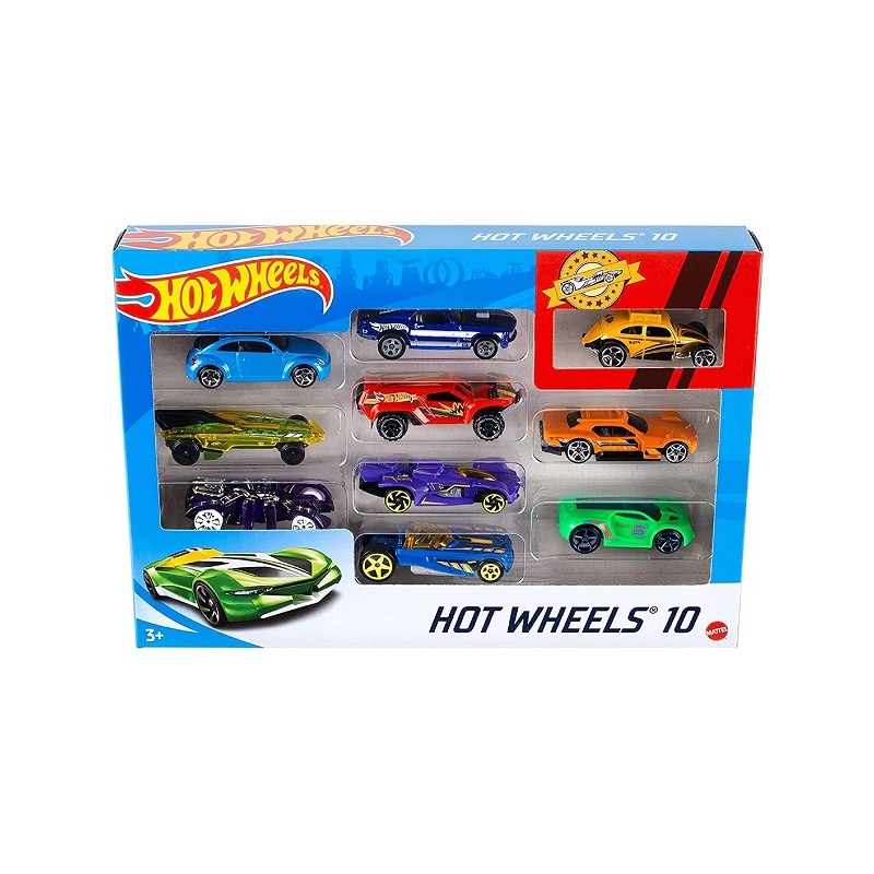 Hot Wheels Pack de 10 vehículos coches de juguete modelos surtidos Mattel 54886
