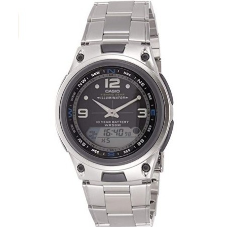 Reloj Casio caballero AW-82D-1AV analógico digital correa metálica esfera negra