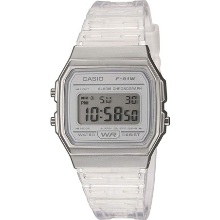 Reloj Casio digital F-91WS-7EF correa caucho transparante