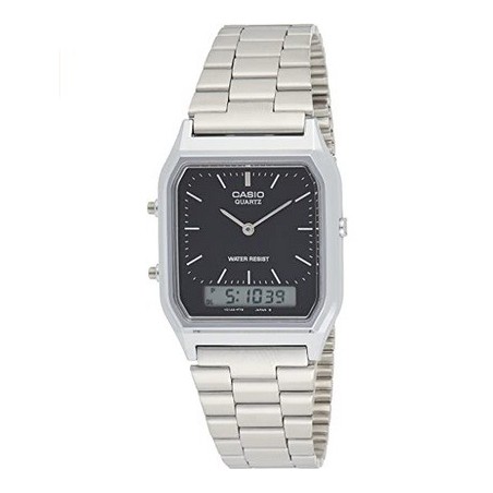 Reloj Casio analógico hombre AQ-230A-1DM correa metal plateado