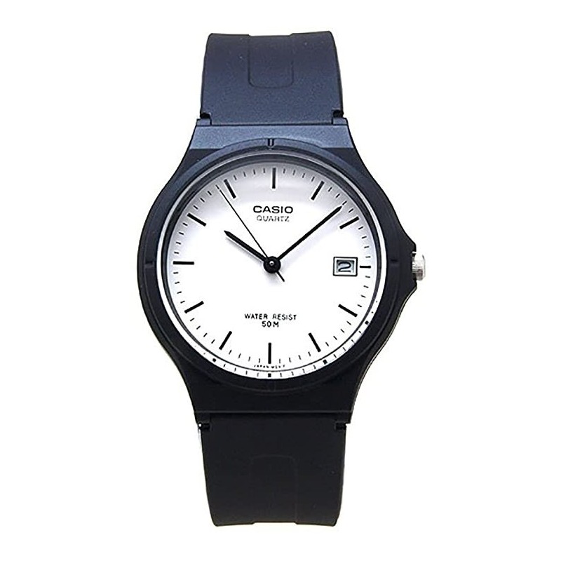 Reloj pulsera Casio analógico MW-59-7E con calendario esfera blanca correa caucho negra Reloj pulsera Casio analógico MW-59-7E con calendario esfera blanca correa caucho negra