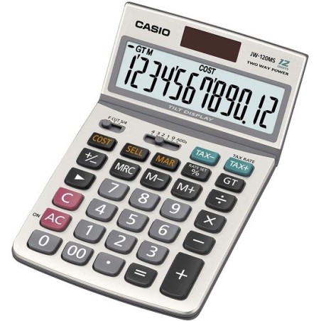 Calculadora CASIO JW-120MS 12 Digitos funcion solar y pila pantalla de 12 dígitos