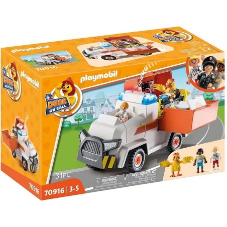 Playmobil Duck On Call 70916 Vehículo de Emergencia Ambulancia con luz y sonido edad 3-5 años