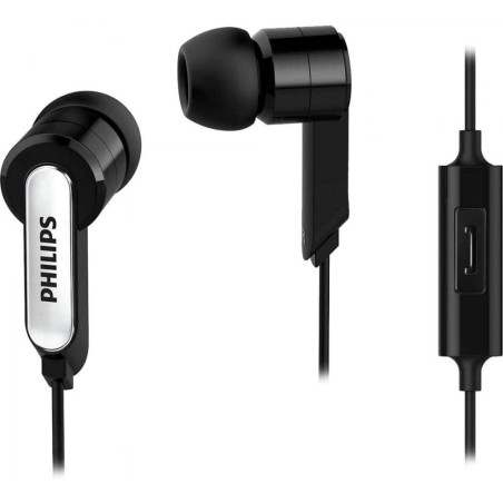 Philips AUDIO SHE1405BK - Auriculares con Cable y micrófono, Cable de 1.2 m, 3 tamaños de Almohadillas