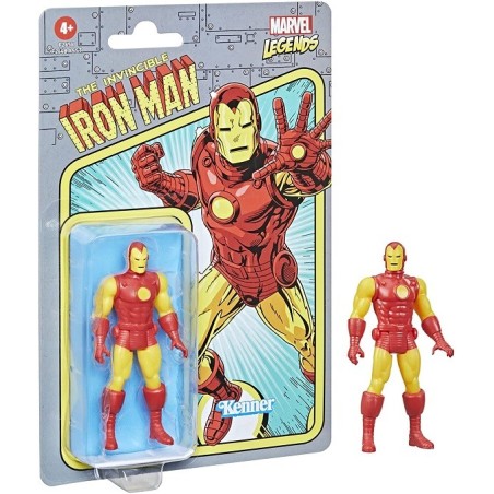 Muñeco Hasbro Marvel Legends - Figura de Iron Man de 9.5 cm - Colección Retro 375 F2656