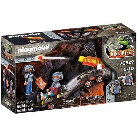 Playmobil Dino Rise 70929 Dino Mine Carro de Cohetes, combinable con vehículos ferroviarios, edad +5 años